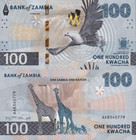 Zambia 100 Kwacha 2024 2025 P New Issue Unc Aa First Prefix Lot 3 Pcs