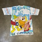 Vintage Disney Snow White And The Seven Dwarfs 1990s Aop Bootleg Rare Shirt L