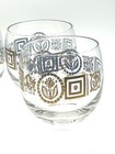 Vtg Mid Century Modern Roly Poly Coronet Glass Set Of 4 Retro Cocktail Gold Mcm