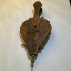 Antique Hand Carved Fireplace Bellows From The 1800s Wood And Leather