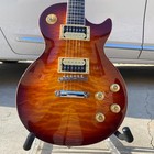 Quilted Maple Top Lp Style Electric Guitar Cherry Sunburst  Abalone Inlays