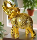 8  Height Golden Color Good Luck Elephant Home Decor Accent Diwali Gift Set