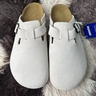 Birkenstock X Stussy Boston Suede Leather Bone Suede Soft Footbed Clog new 