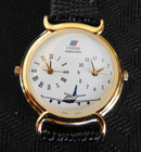 1990s United Airlines Watch Pilot   s Dual Time Travel Airplane Mens Quartz Unworn