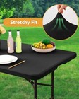 Fitted Tablecloth Rectangle Table Cloths - 6 Pack 6 Foot 6ft   6 Pack Black