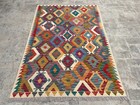 Flatweave Wool Rug Chobi Kilim Afghan Handmade Carpet 4x6 Ft
