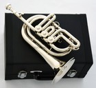 Professional Silver Nickel Rotary Valve Cornet Jinbao Bb Horn Leather Case 