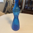 Vintage Empoli Genie Bottle Decanter Italian Blue Glass Mid Century Modern 
