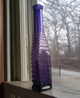 1890s Square 15 Ring Peppersauce Bottle Pretty Amethyst Purple Hand Blown Sauce