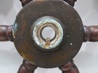 Smoke Damage 24 1 4 Inch Wood   Bronze Sail Boat Ships Wheel  g3 447d 