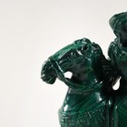 Carved Malachite Chinese Warrior On Horse With Rosewood Stand
