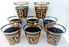  8  Culver Ebony Baroque Gold Scroll black Band Flared Dbl Old Fashioned Glasses
