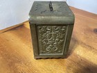Antique Cast Iron Coin Deposit Bank Safe Fancy Floral Grapes W combination Lock
