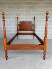 Antique Solid Cherry Single Cannonball Style Poster Bed Frame