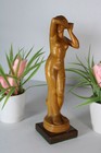 Flemish Wood Carved Vintage Nymph Statue Figurine 