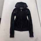 Juicy Couture Womens Black Velour Tracksuit Set Zip-up Hoodie   Flared Pant - Xl