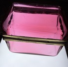 Rare Antique French Cranberry Glass Casket Vanity Murano Box  2ed Empire Era