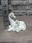 Vintage 5 x4  Porcelain Ceramic Unicorn Mother Daughter Gold Accented Figurine