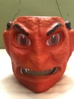 Halloween Paper Mache Pulp Devil Lantern Wire Handle vellum Paper Face Insert