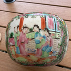 Antique 19th C  Chinese Rose Mandarin Porcelain Covered Ginger Jar