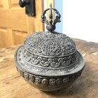 Silver And Brass Gilt Tibetan Antique Kapala Skull Cap And Design