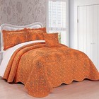  Damask 4 Piece Bedspread Set  Scalloped Oversized Queen 110  X 120  Nectarine