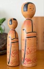 Kyutaro Ogura Kokeshi Dolls  husband And Wife   24 5cm   18cm Rare Vintage Showa