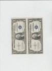 2 Notes 1935 G  1 With Motto   1 Without Motto  One Dollar Silver Certificate