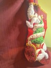 Bucilla Felt Christmas Stocking 18 Inch  Completed Handmade Beaded And Sequined