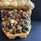 Vtg Handmade Folk Art Birdhouse Pebble Seashell Fairy Cottage 60s Mcm