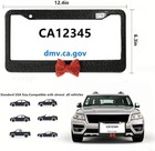 Handmade Crystal License Plate Frames  Waterproof Bling Black Frame With Red Bow