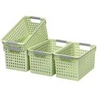 4 Pack Plastic Storage Basket With Handles  Small Deep Organizer Bin W