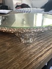 Vintage Hollywood Regency Vanity Tray Ornate Brass Footed Mirror 10    Round