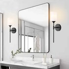 Mid Century Modern Wall Lamp 2 Pack With White Cylinder Glass Shades Matte Bl   