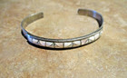 Very Nice     Vintage Zuni Sterling Silver Inlay Mother Of Pearl Bracelet
