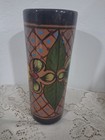 Vtg Mexican Folk Art Talavera Style Colorful Floral  Vase Tumbler 7-1 2  X 3 