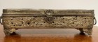 Vintage Ornate Metal Foo Dog Casket Jewelry Box - Pierced Design  Asian Inspired