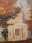 Antique  Oil On Canvas Board Painting Signed M j Pendleton  church In Fall  W  F
