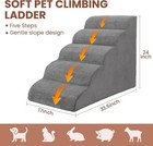 5 Steps Foam Wide Dog Stair For High Bed Window Non Slip Pet Puppy Cat Ramp Gray