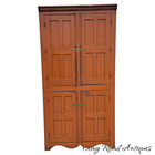 Antique Primitive 4 Door Wall Cupboard Cabinet Ny Orange   Blue Paint Fine