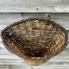 Long   Large Woven Rattan Wicker Wall Hanging Pocket Basket 19 X 13  Vtg Country