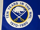Vintage 1980 Buffalo Sabres Bumper Sticker Hockey Team Logo Ten Years In Nhl