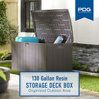 Plastic Development Group 130 Gallon Resin Outdoor Patio Storage Deck Box  Gray