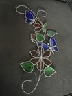 Stained Glass Sun Catcher  Flower And Butterfly