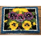 Vintage Latch Hook Completed Rug Floral Print Bright Flowers 27    X 20   