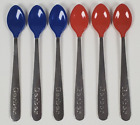 Gerber Lot Of 6 Baby Spoons Soft Tip Made In Usa Stainless Red Blue Free Ship