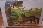 Vintage 1800s Victorian  Scrap Die-cuts Fox  Crow With Cheese   Fish At Sea