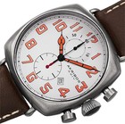 Akribos Xxiv Ak786wt Date Orange Accented Dial Brown Leather Strap Mens Watch