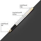 Parker Frontier Stainless Steel Gold Trim Fountain Pen   Corporate Gift   Ideal