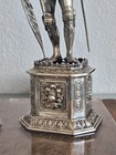Pair Of Large Antique German Sterling Silver Knights 